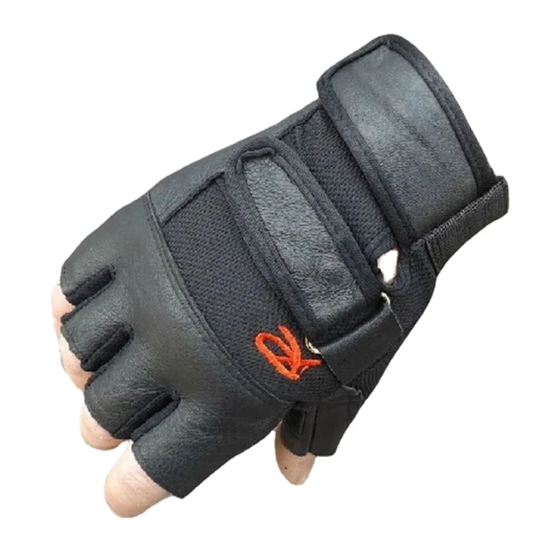 Leather Fitness Sports Weightlifting Weight Lifting Men Gym Gloves Mitts Thicken Half Finger Summer Durable