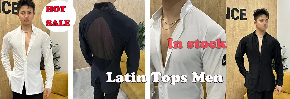 ใหม่Latin Dance TopsสําหรับชายZebraรูปแบบตาข่ายเสื้อแขนยาวชายละตินฝึกเสื้อผ้าRumab Latin Danceเสื้อผ้าDQS8610