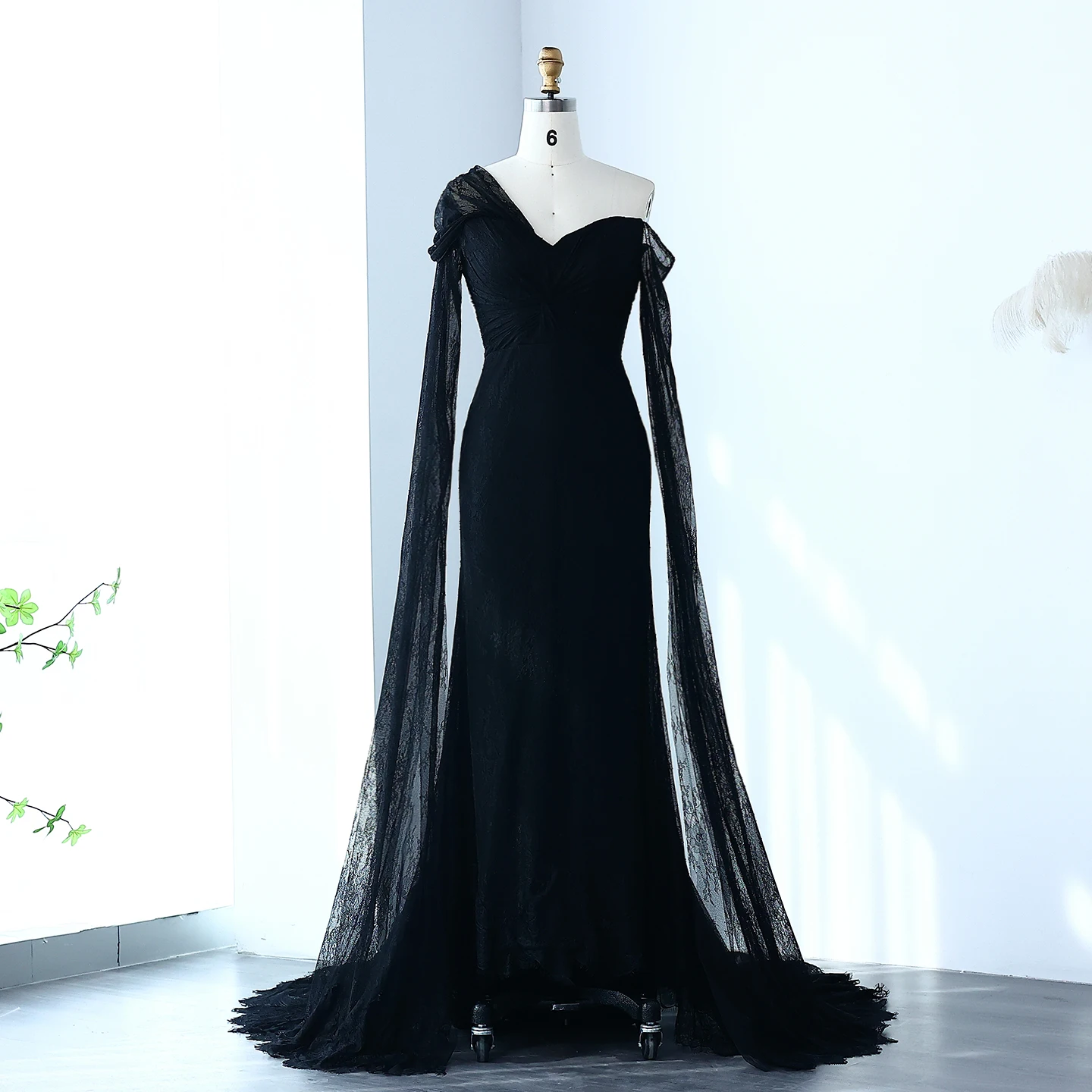 Sharon Said Spitzen-Meerjungfrauenkleid in Lila mit Kurzen Ärmeln, Arabisches Damen-Hochzeitskleid SF055, Maßanfertigung – Detail 15