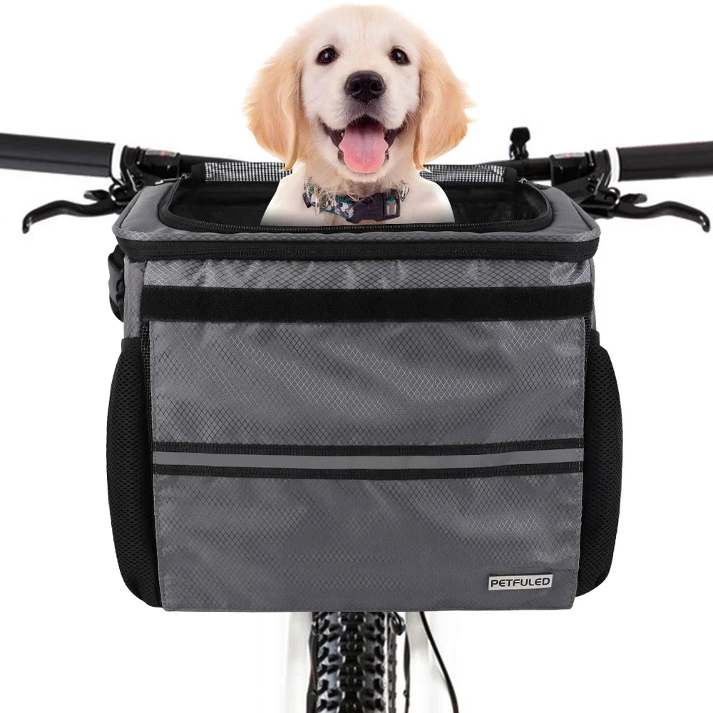 Soft-Sided Pet Carrier Backpack With Collapsible Dog Bike Carrier Quick Release Dog Bike Seat Mesh Windows For Puppies