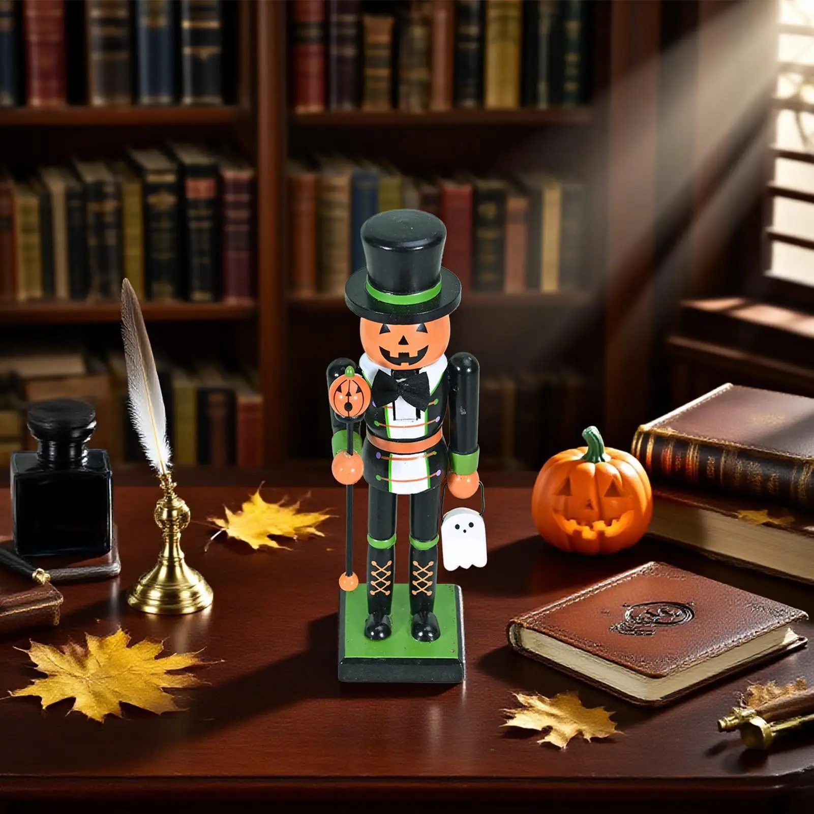Skeleton Halloween Nutcracker Witch Pumpkin Statue Wooden Nutcracker Halloween Figurine Goody Bag Fillers For Home Display