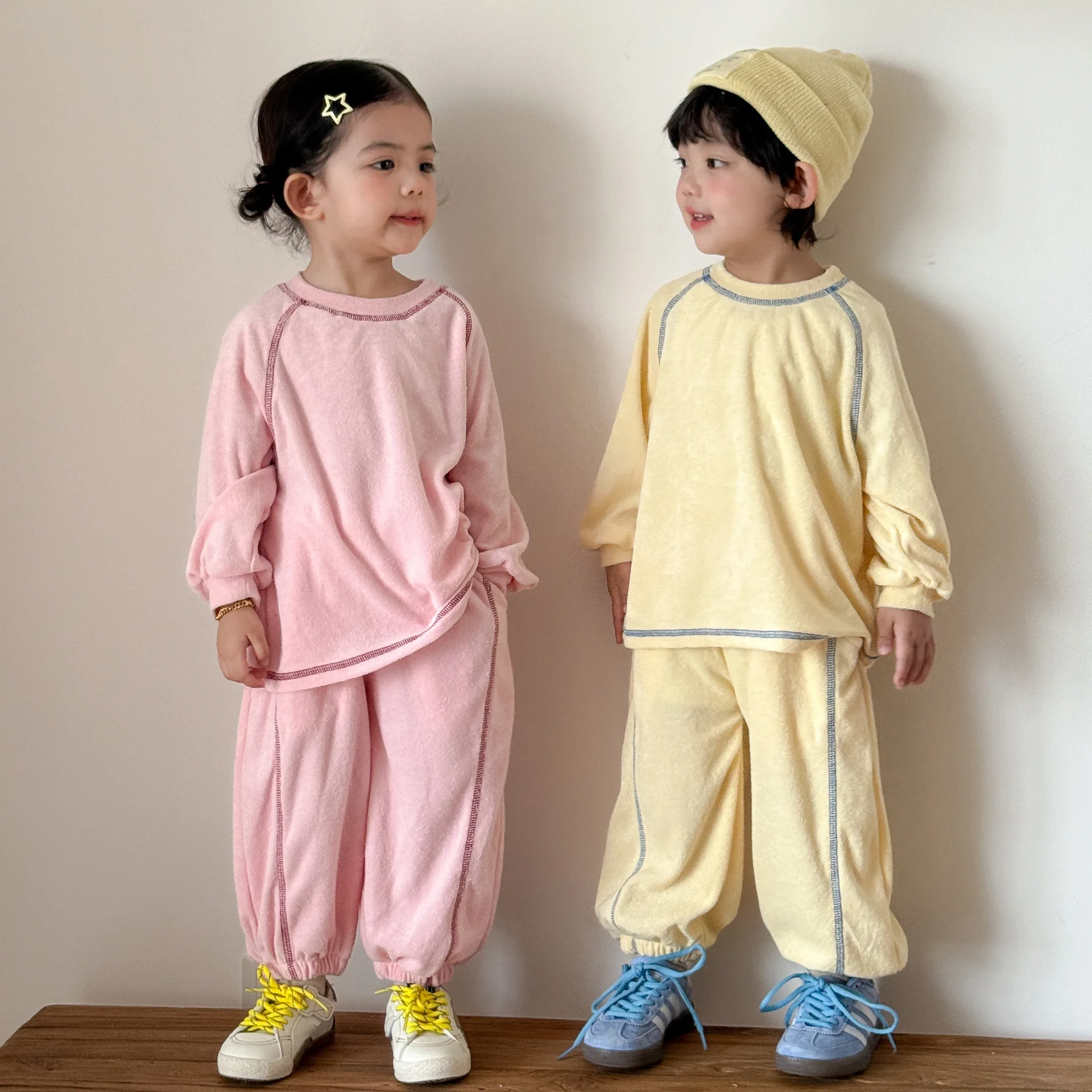 Children's Pajama Sets Sleepwear Girls' Boys' 2026 New Spring Autumn Baby Long Sleeved Set Girls' Home Clothes