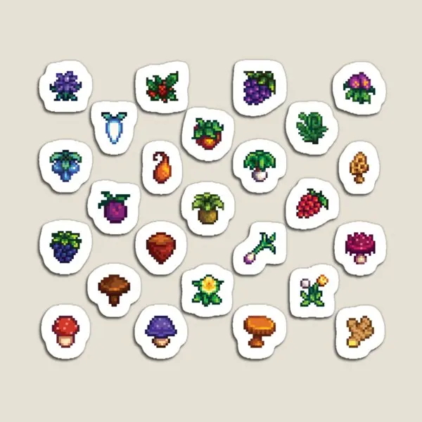 Stardew Valley Forageables  Magnet Stickers Refrigerator Decor Funny Holder Magnetic Home for Fridge Organizer Cute  Toy Kids