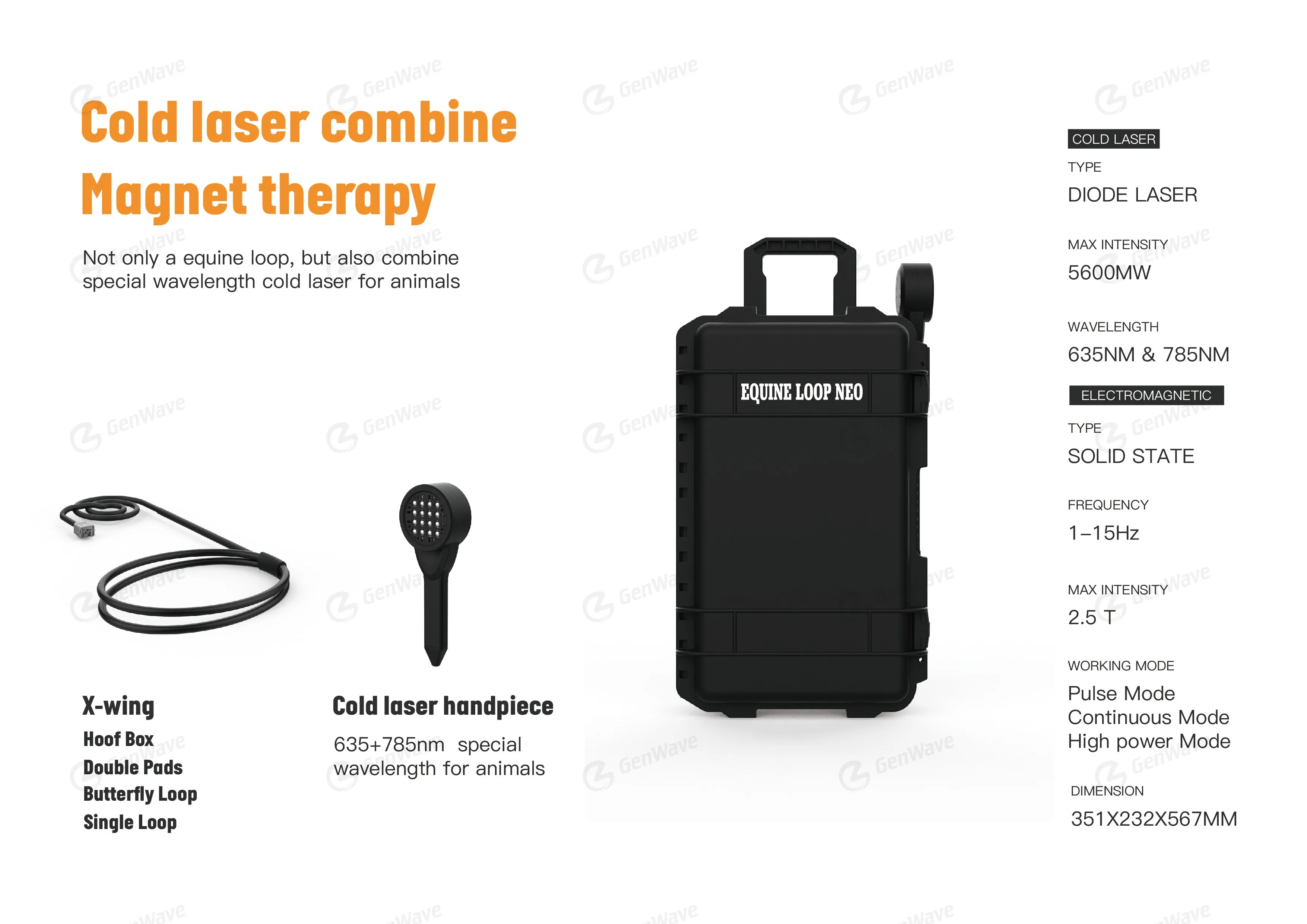 Upgrade With 635&785nm Laser PMST LOOP PEMF Animal Electromagnetic Therapy Machine Pemf Loop 2.5T Enhanced Horse Recovery