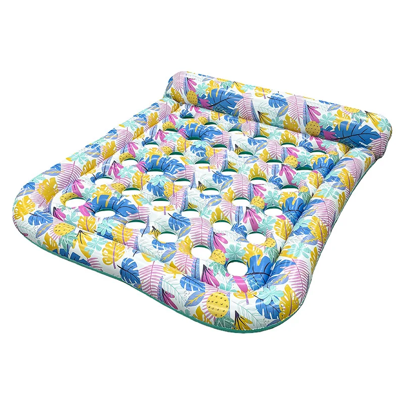 แพยางเป่าลมแบบสองช่องรุ่นใหม่ปี 2026  วัสดุ PVC หนาพิเศษ ลายใบไม้หลากสี สำหรับเล่นน้ำในสระช่วงฤดูร้อน