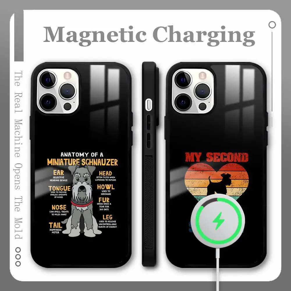 حافظة هاتف مصغرة للكلاب من Schnauzer MagSafe مغناطيسية لهاتف iPhone 16 15 14 13 12 11 Pro Plus Max شاحن لاسلكي صغير Funda #4