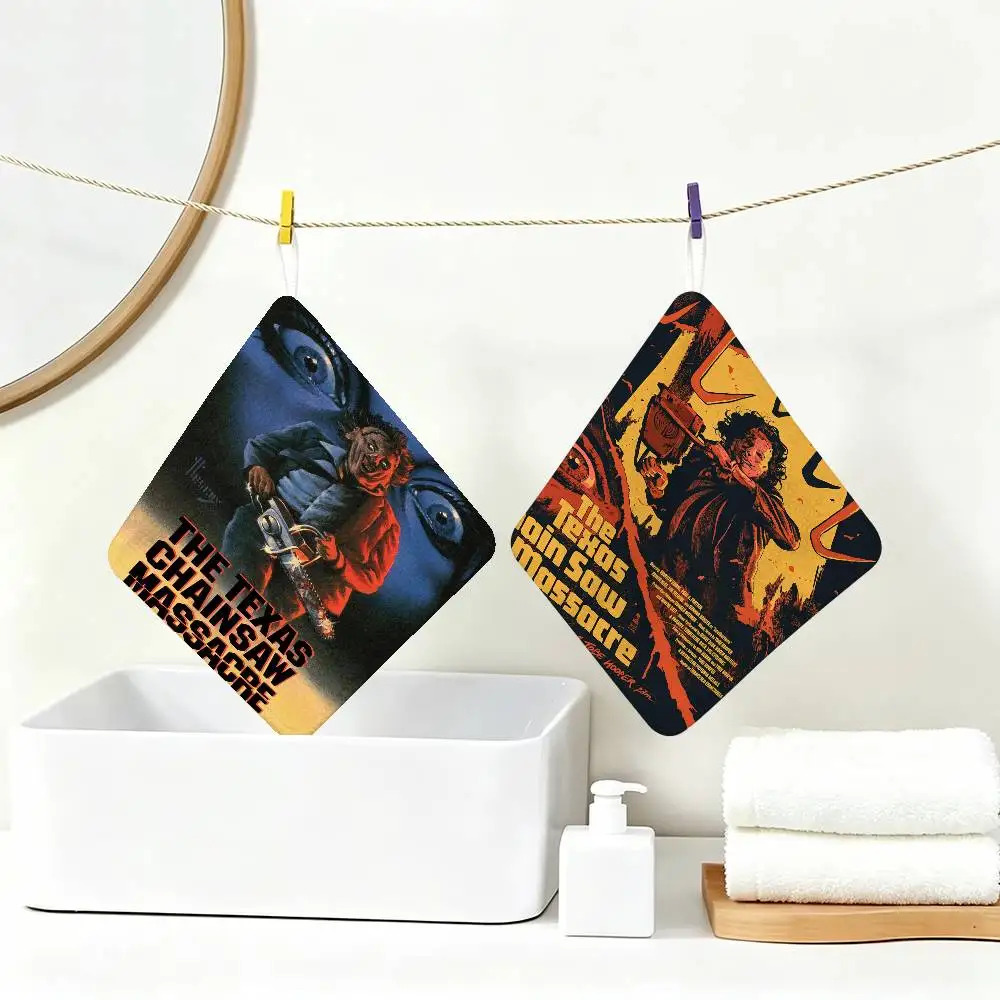 The Texas Chain Saw M-Massacre Polyester Cotton Hanging Kitchen Towel, Absorbent Hand Wiping Cloth for Daily Cleaning Drying