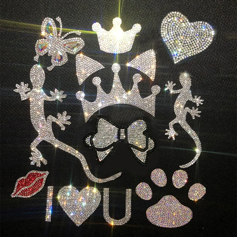 Cat Ears Paw Print Stickers Crystal Car Decoration Bling Rhinestone Stars Angel Footprint 3D Car Body Steering Wheel Sticker