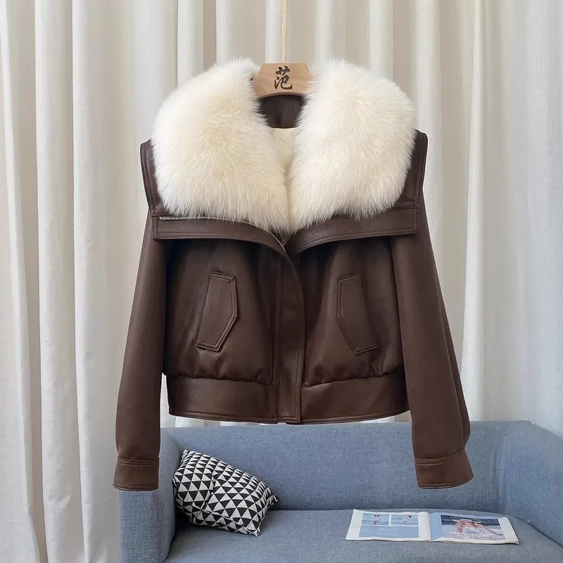 High end Fox fur Fur coat for women 2024 Winter New Luxury Short White Goose down Coat Fashion Female Warm Parker Outwear