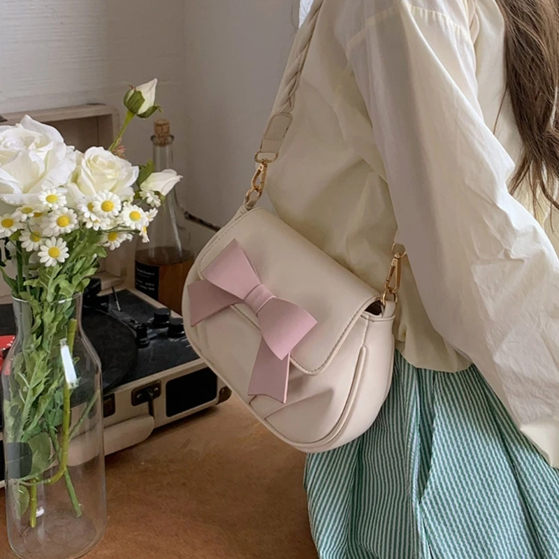 Ladies Ruched Cloud Bag Women PU Leather Bag Fashion Shoulder Bag Female Bowknot Crossbody Bag Casual Bag E74B