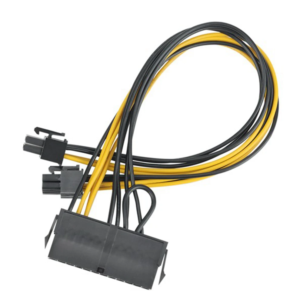 1Pcs PC PSU ATX 24-Pin Female to Dual PCI-E 6-Pin Male Converter Adapter GPU Power Cable Cord 18AWG 30cm Jumper Starter