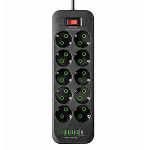 EU Plot Ac Power Strip, Multitap Extension Cable, 4 -port USB electric outlet, fast charging, multiprise network filter 8 Main Sales USB Line Filter - №7