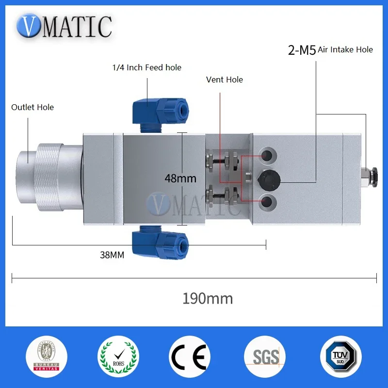 Free Shipping Dual Double Action Glue 1:1 Ratio Suck Back Big Large Flow Dispensing Pneumatic Valve