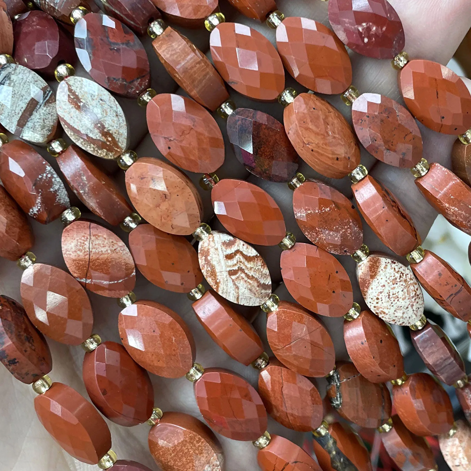 Naturstein Facettierte Ovale Form Dalmatiner-Jaspis Zwischenperlen DIY für Schmuckherstellung Armband Halskette Zubehör 9X14MM – Detail 10