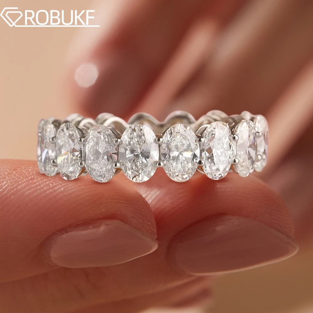 

3*5mm Oval Cut Moissanite Engagement Ring for Women Full Eternity Matching Stacking Wedding Band 925 Sterling Silver Jewelry GRA