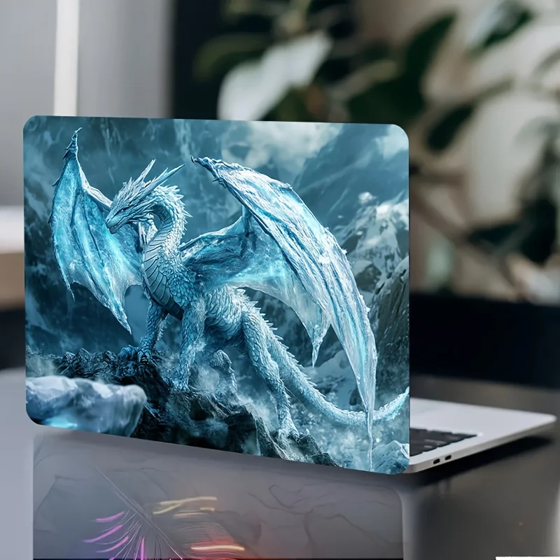 2PC Pedal Rock, Unfold Ice Wings Majestic Ice Dragon Laptop Sticker, Scratch-Resistant Art Protection Sticker, Suitable for