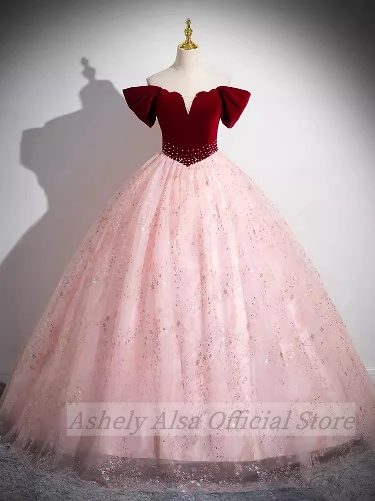 Echtes Bild Prinzessin Quince anera Kleider für 16. Mädchen schulter frei Ballkleid lange Vestido de 15 Anos Abschluss ball Geburtstags feier Kleid