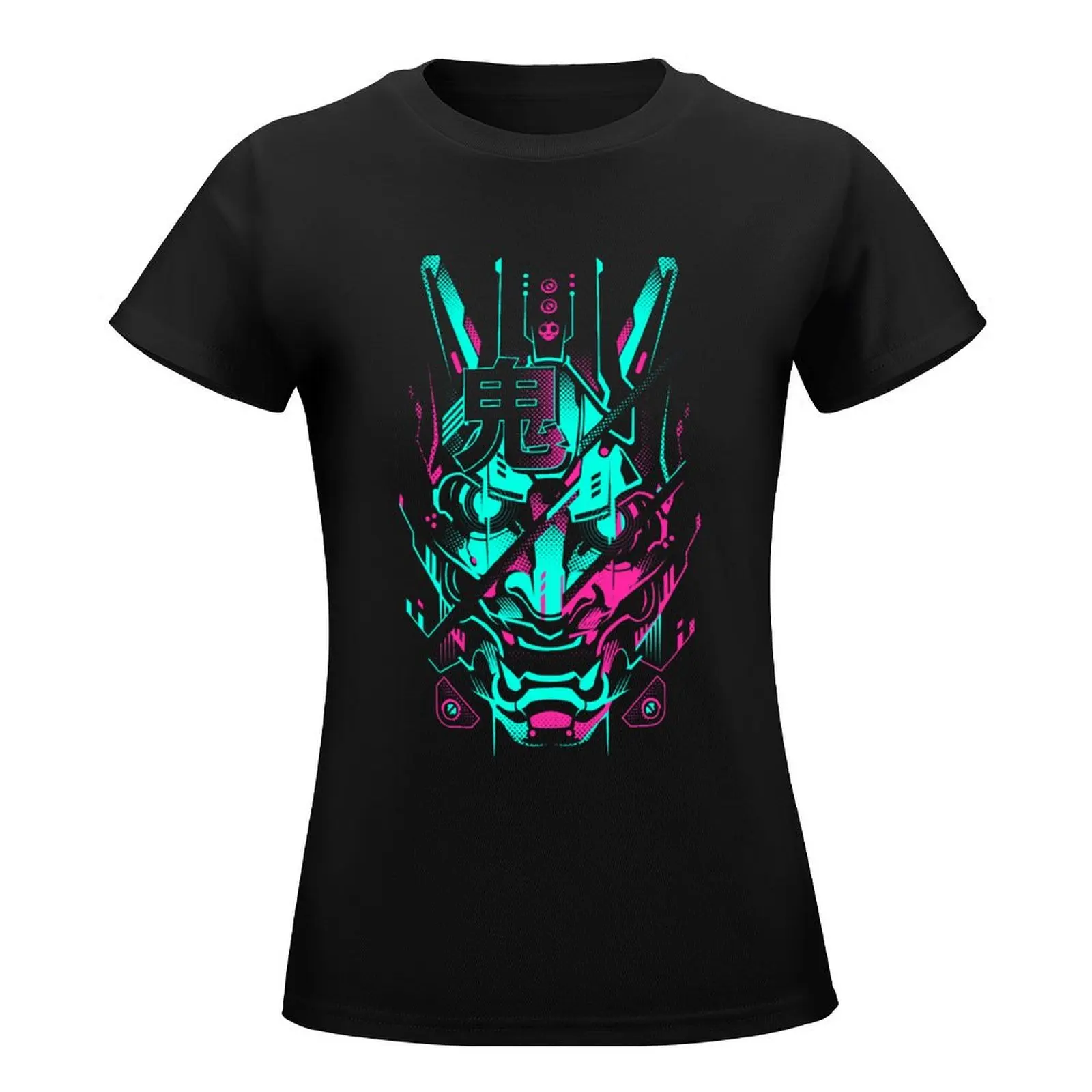 Oni Glitch - Neon Ver T-Shirt Short sleeve tee kawaii clothes summer top t-shirt dress for Women graphic