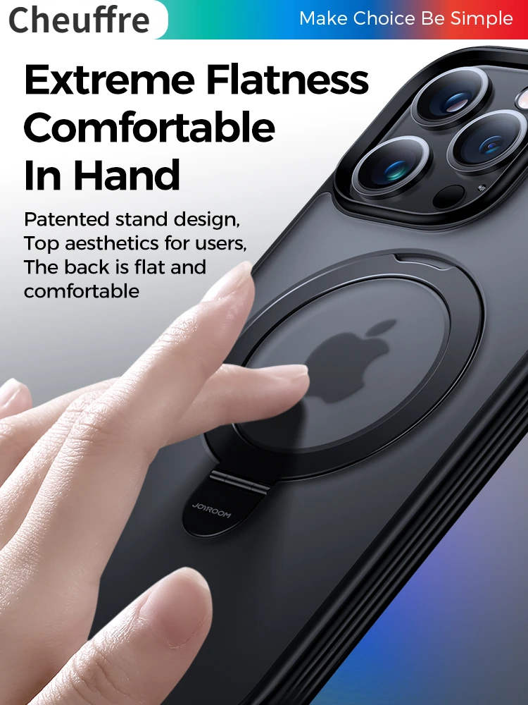 Cheuffre Magnetic Case With Holder for iPhone 14 13 Pro Max Frosted Wireless Charging Ring Holder Phone Cove Strong Magnet Case