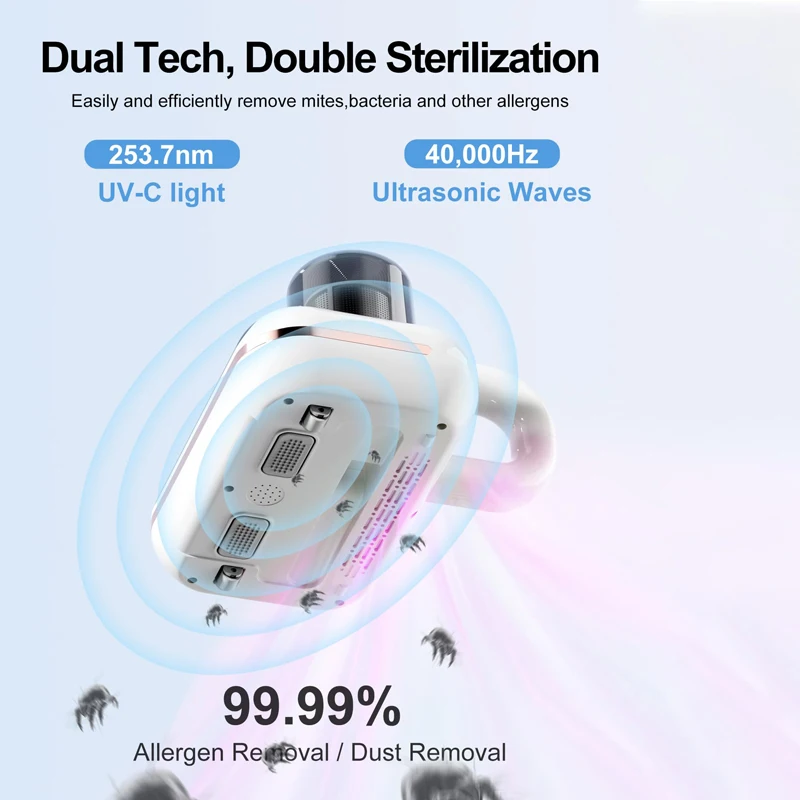 16KPa UV Mite sökücü yeni yatak vakum akülü el temizleyici temizlik için güçlü emiş yatak yastıklar giysi kanepe