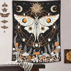 Mushroom Tapestry Sun Moon and Stars Tapestry Teen Indie Room Decor Macrame Wall Hanging Large Fabric Wall Tapestry Psychedelic