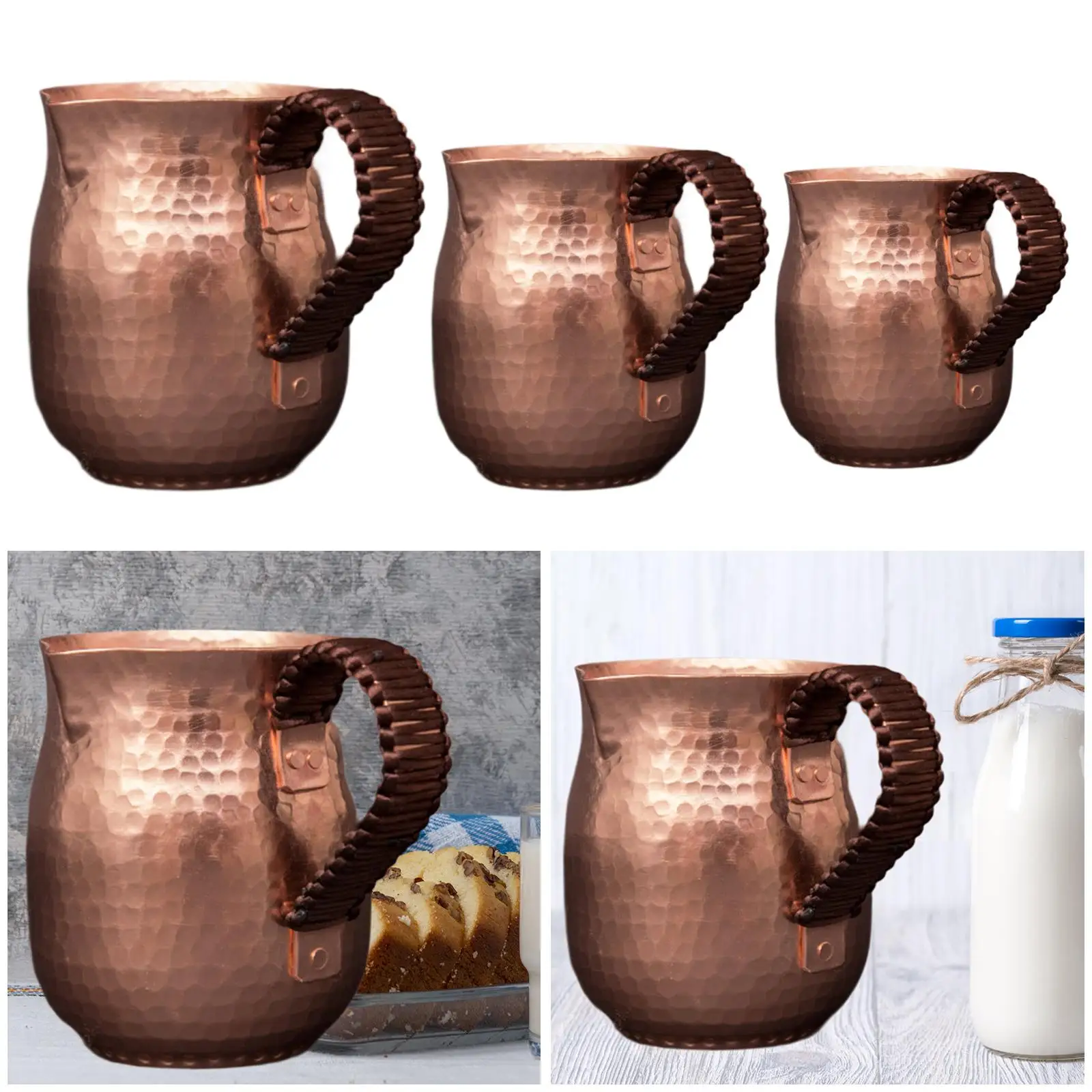 

Copper Mug Tea Fairness Cup Sauce Cup Tea Dispenser with Long Handle Creamer Pitcher for Hiking Picnic Hotel Kitchen Tea House