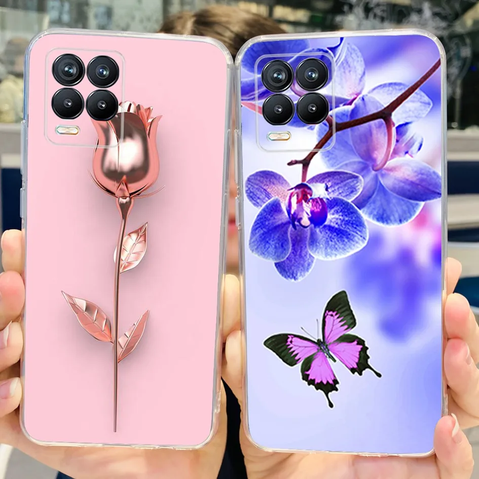 Чехол для Realme 8 чехол RMX3085 Realme 8 Pro, модный Мягкий силиконовый чехол из ТПУ с Цветочным Рисунком бабочки для Realme 8i Realme8