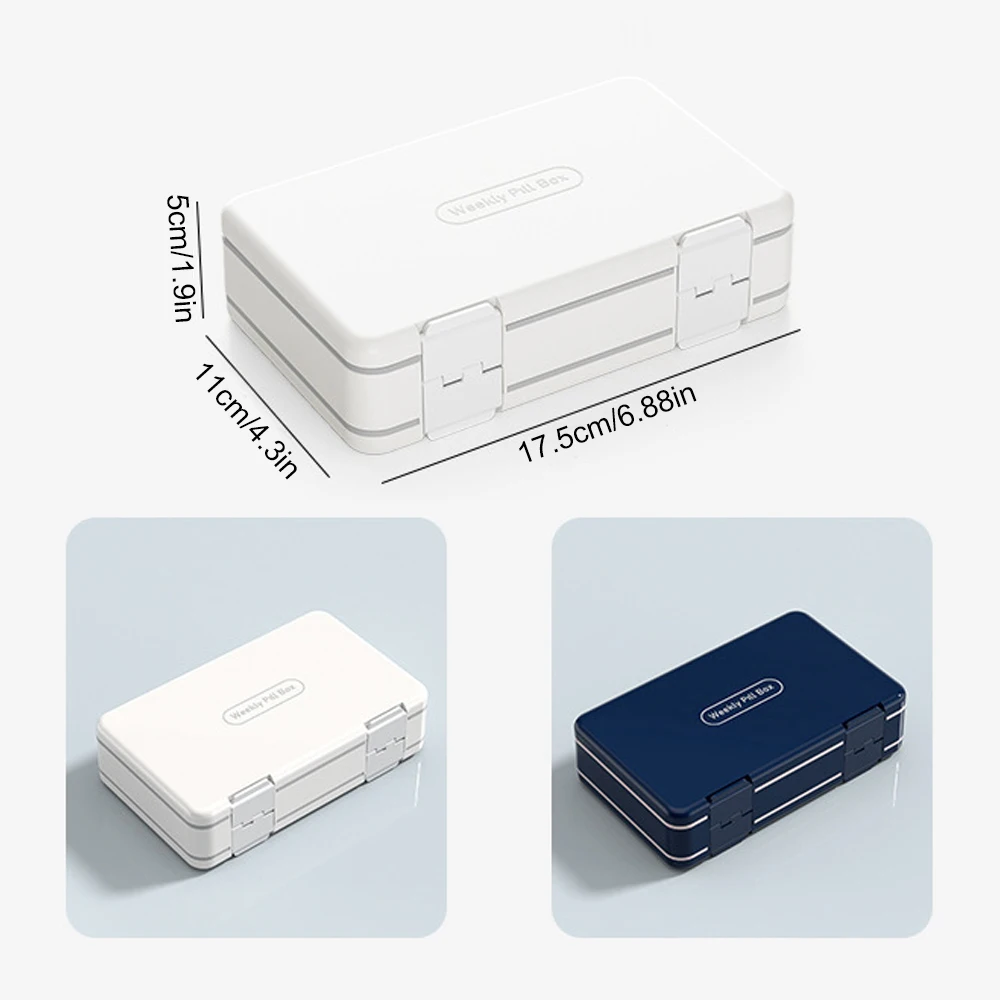 

1PCS Weekly Pill Organizer 3 Times a Day,Portable Travel Pill Box 7 Day Double Side,Light-Proof Pill Case for Vitamins,Fish Oils