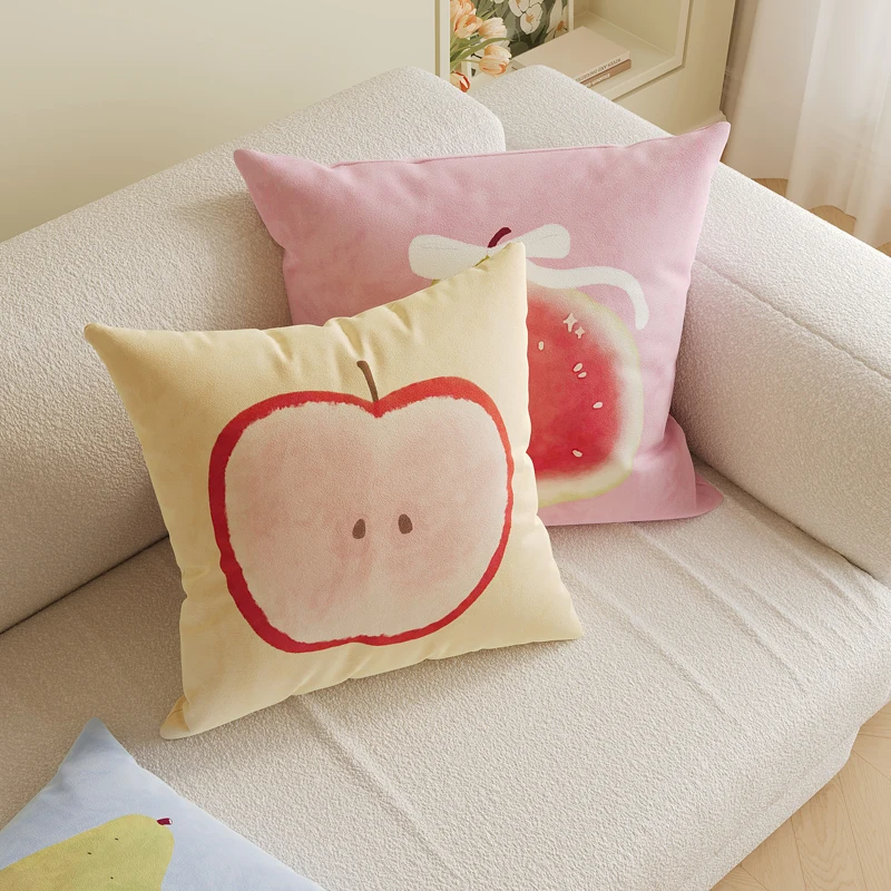 Dopamine Style Living Room Sofa Pillowcase Backrest Cushion Cover with Core Removable And Washable Square Velvet Fabric