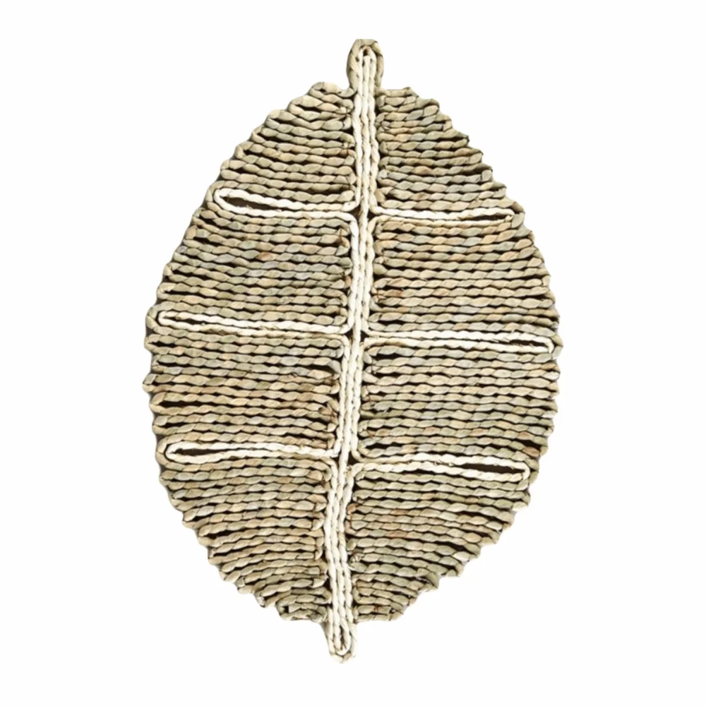 Boho Straw Woven Tray Wall Decor Macrame Non Slip Straw Wall Hangings Round Basket Heat Resistant Woven Coaster Placemat