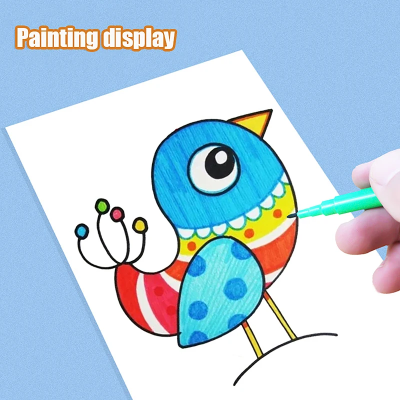 6/12PCS Kid Draw Art Supplies 6/12 Colors Washable Watercolor Paint Pens Set Marker Pen Egg Painting Brush