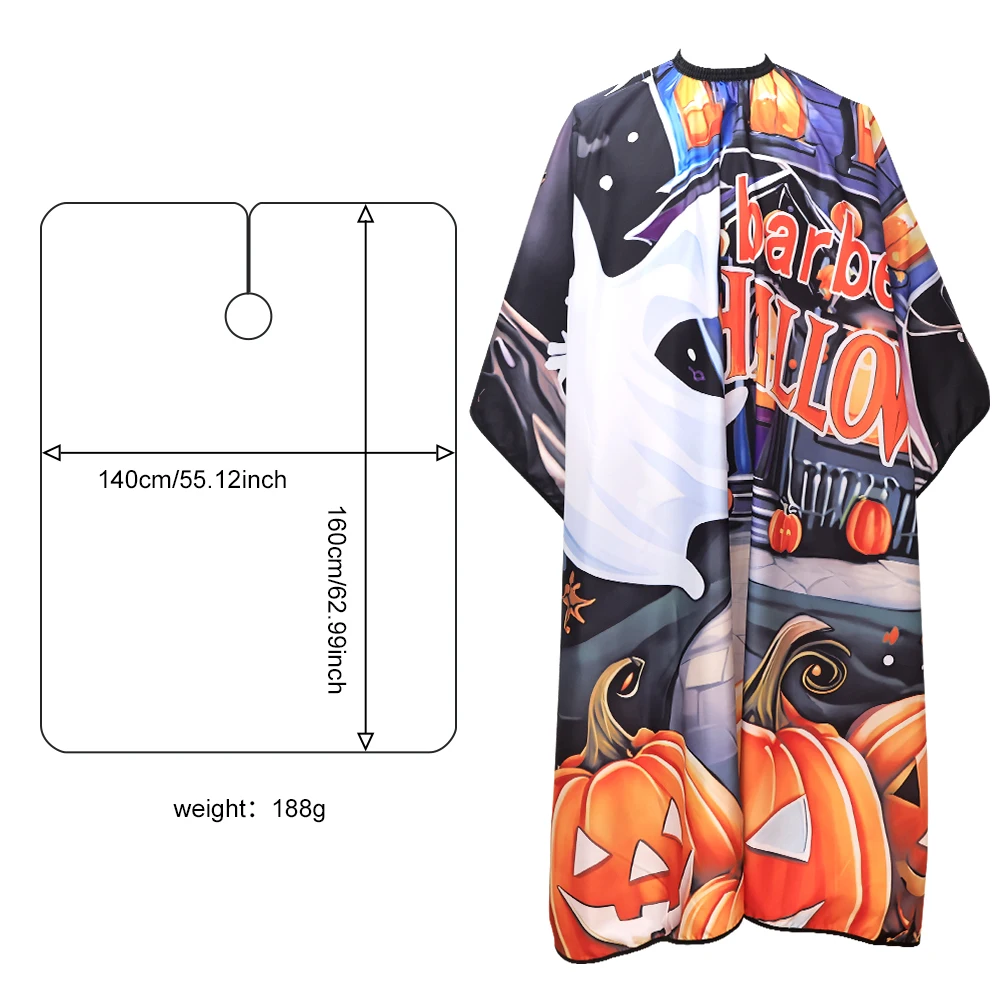 Halloween Haircut Cloth Hairdressing Apron Hairdresser Gown Barber Pumpkin Pattern Antistatic Hairstyling Capes Barber Tools