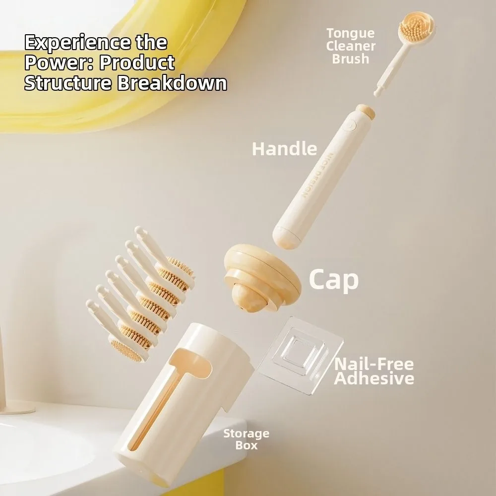 Silicone Tongue Scraper Reusable with Replacement Brush Heads Tongue Cleaner Oral Care Fresh Breath Tonger Brush