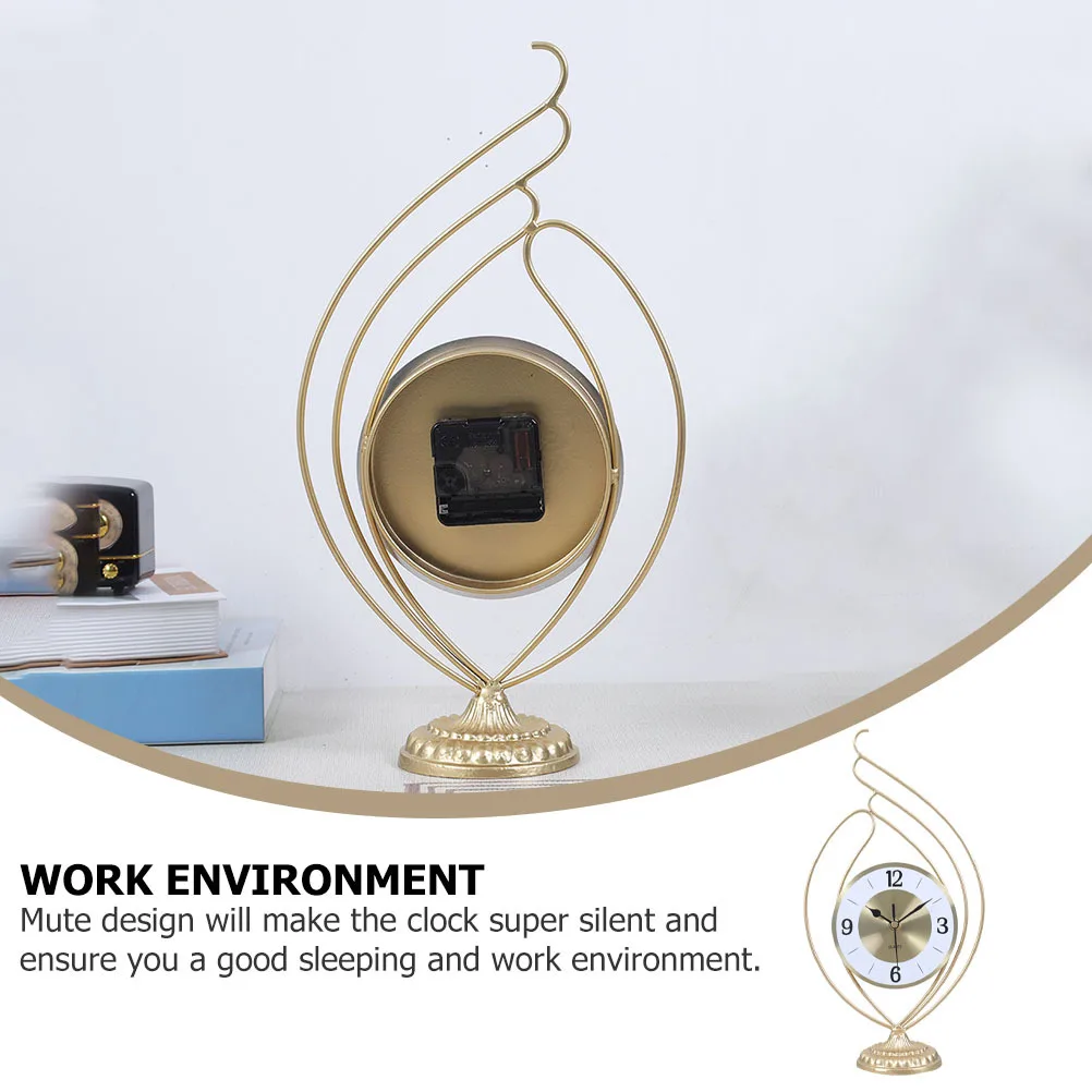 

1Pcs Retro Gold Metal Table Clock Modern Silent Sweep Desktop Clock Creative Home Decorative European Bedroom