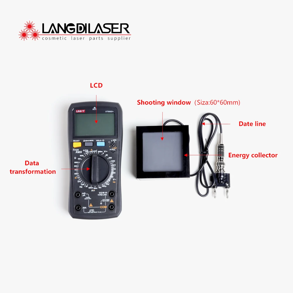 808nm Diode Laser And Intense Pulsed Light Energy  Meter / Window Size : 60mm*60mm / Energy Measure Range 1J~300J