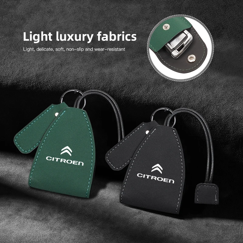 شعار السيارة سلاسل المفاتيح المختارة جلد الغزال حقيبة مفاتيح السيارة لسيتروين Celysee C6 C3 C5 C1 C2 C4 Aircross بيكاسو الصبار بيرلينجو ساكس