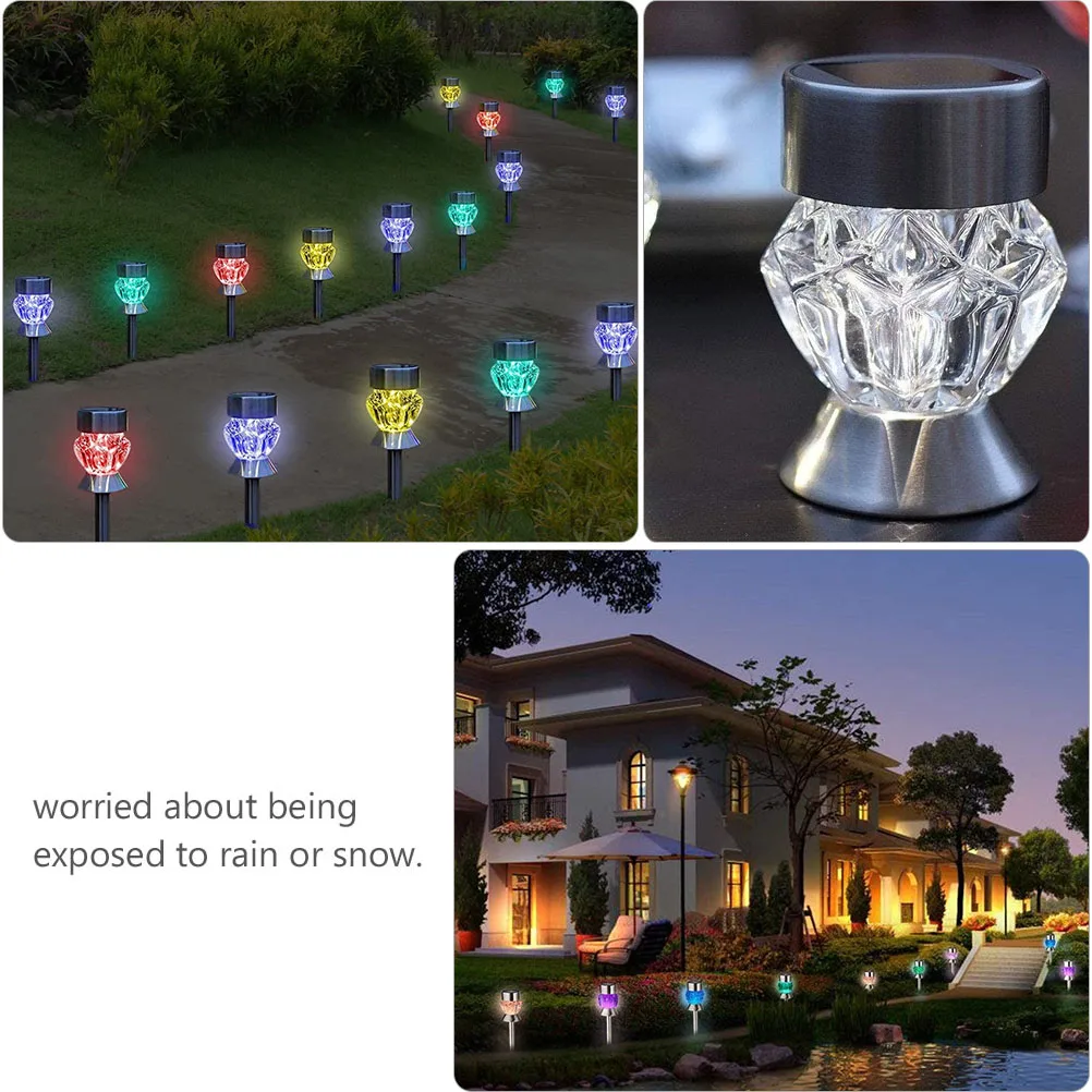 

Solar Diamond Shaped Lawn Lights LED Outdoor Garden Path Yard Light Spikes Solar Panel Bright LEDs for Walkways Driveways L