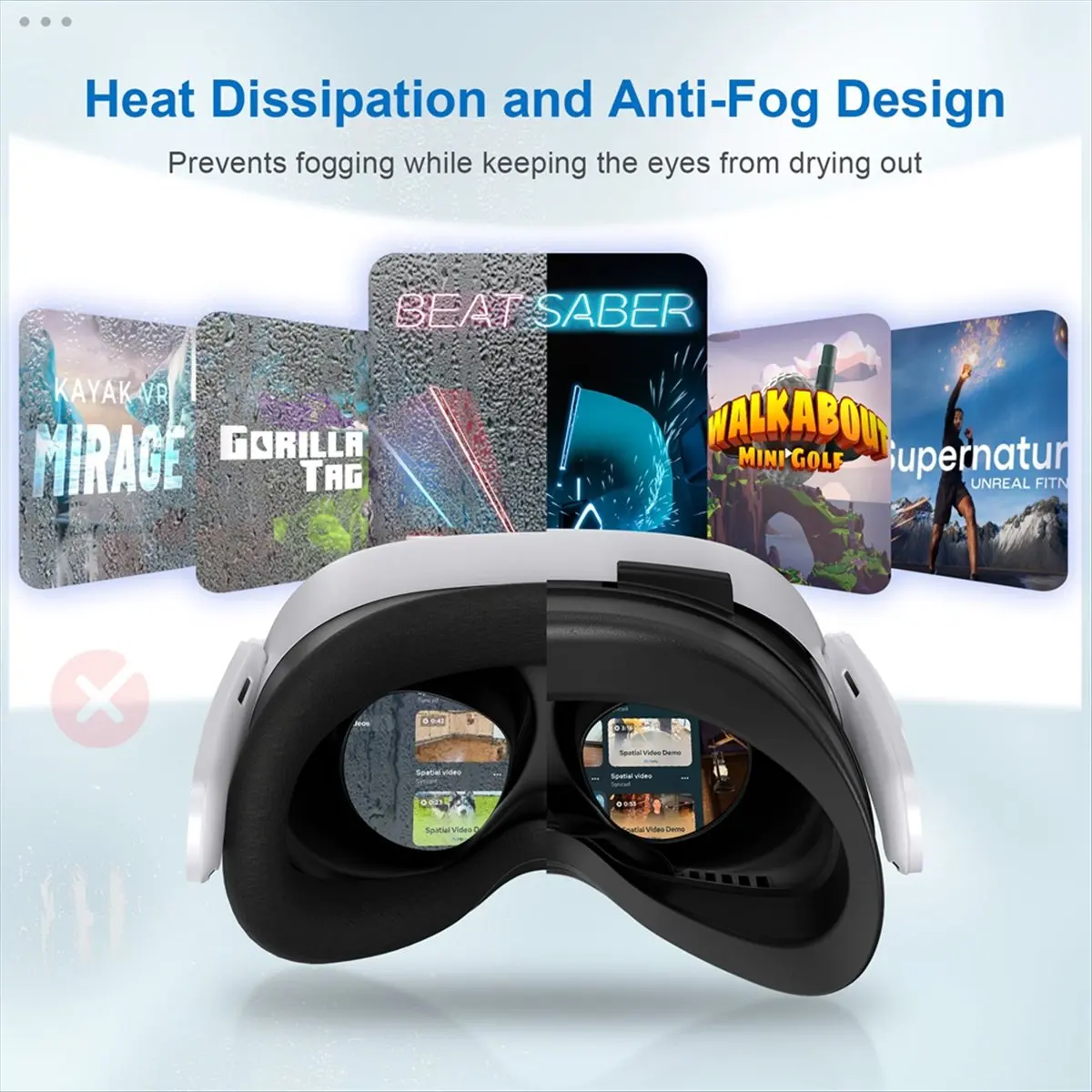 RISE- Facial Interface Face Pad Cover for Meta/Oculus Quest 3S Accessories, Comfort PU Face and Ice Silk Cotton Cushion