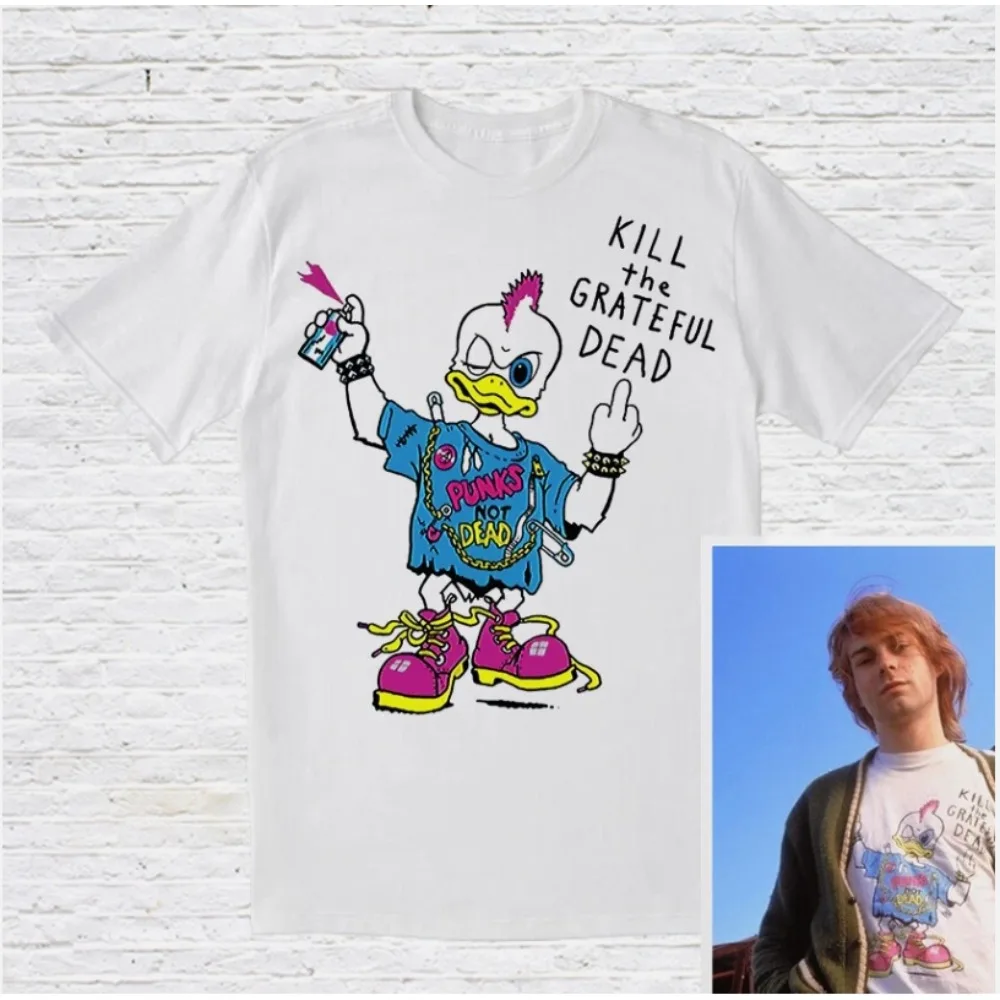 كورت كوبين تي شيرت 90s الهيب هوب الشارع الشهير بلايز النساء الرجال قصيرة الأكمام قميص للجنسين الراب المحملة Y2K الملابس مضحك مروحة الهدايا