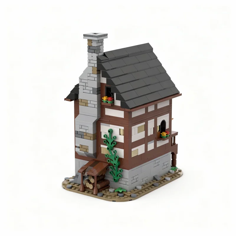 768pcs MOC Medieval Frame House Modular Streetscape Castle Model Building Blocks Architecture Toys Christmas Gift Brick Kids