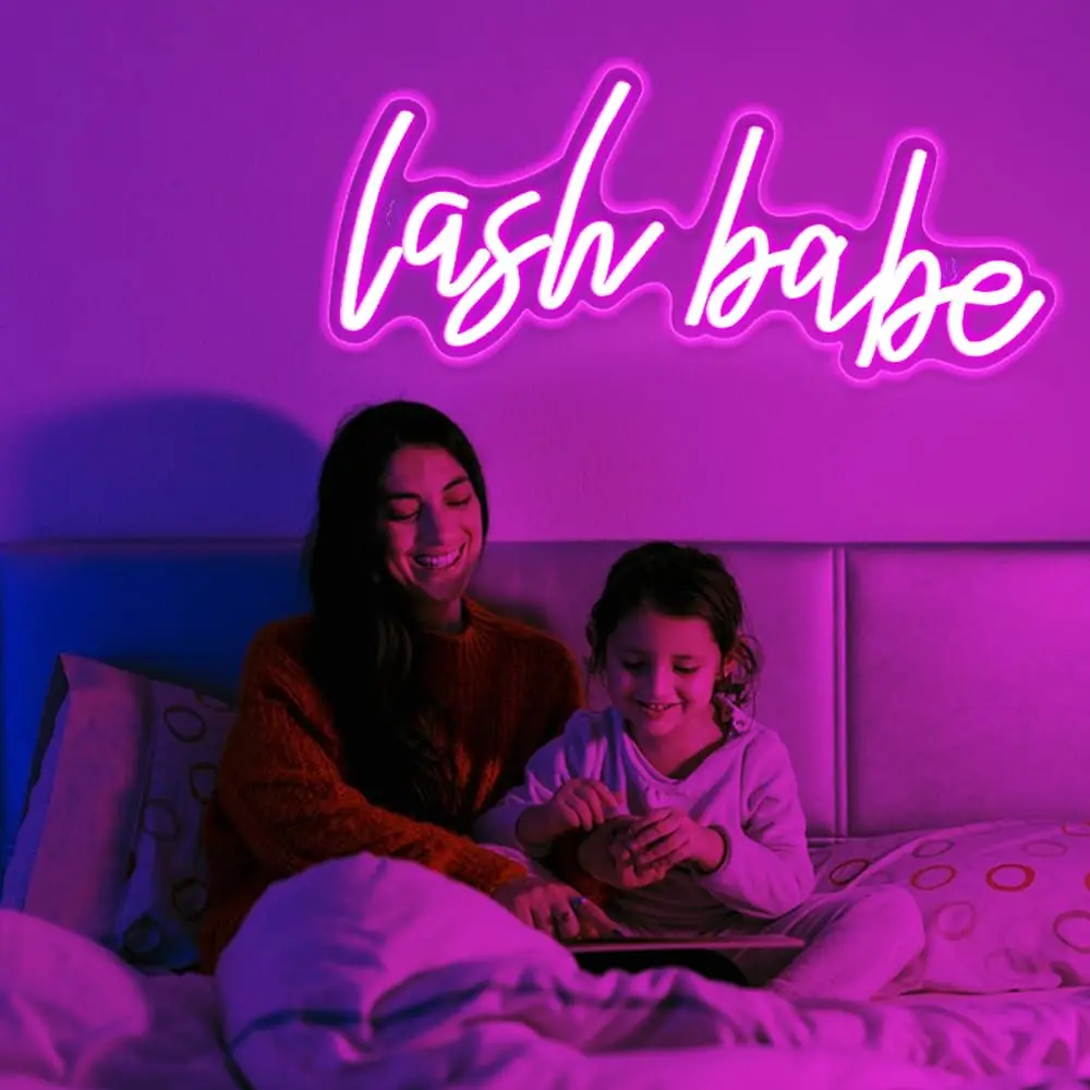 علامة Lash Babe Neon رموش جميلة لديكور غرفة الرموش، لصالون الرموش، غرفة التجميل، شريط شعر الأظافر، هدية للفتيات