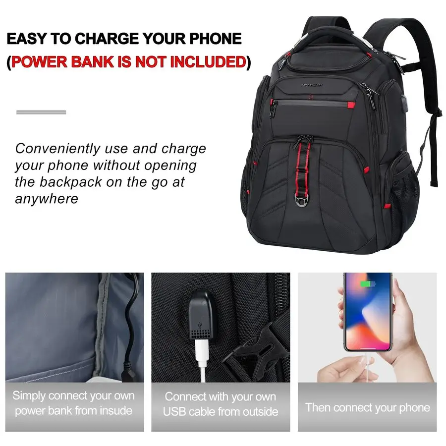 Travel Laptop Backpack 17.3 Inch TSA Friendly, WaterRepellent Anti Theft XL Computer Backpack with RFID Pockets College Backpack