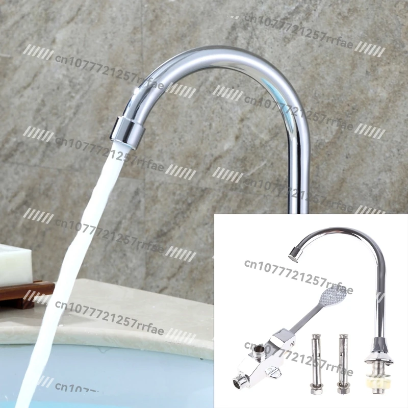Basin Cold Water Faucet Foot Pedal Control High Arc Sink Faucet Easy to Operate 11XA