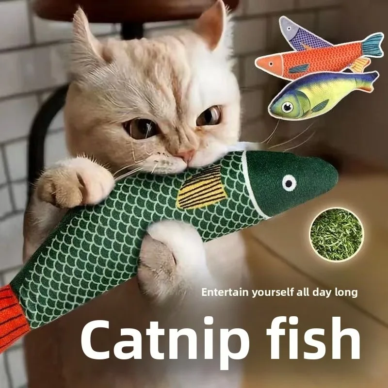 

"New" Cat Toy Catnip Fish Molar Bite-resistant Cat Toy Online Celebrity Simulation Fun Teasing Catnip Cloth Fish！