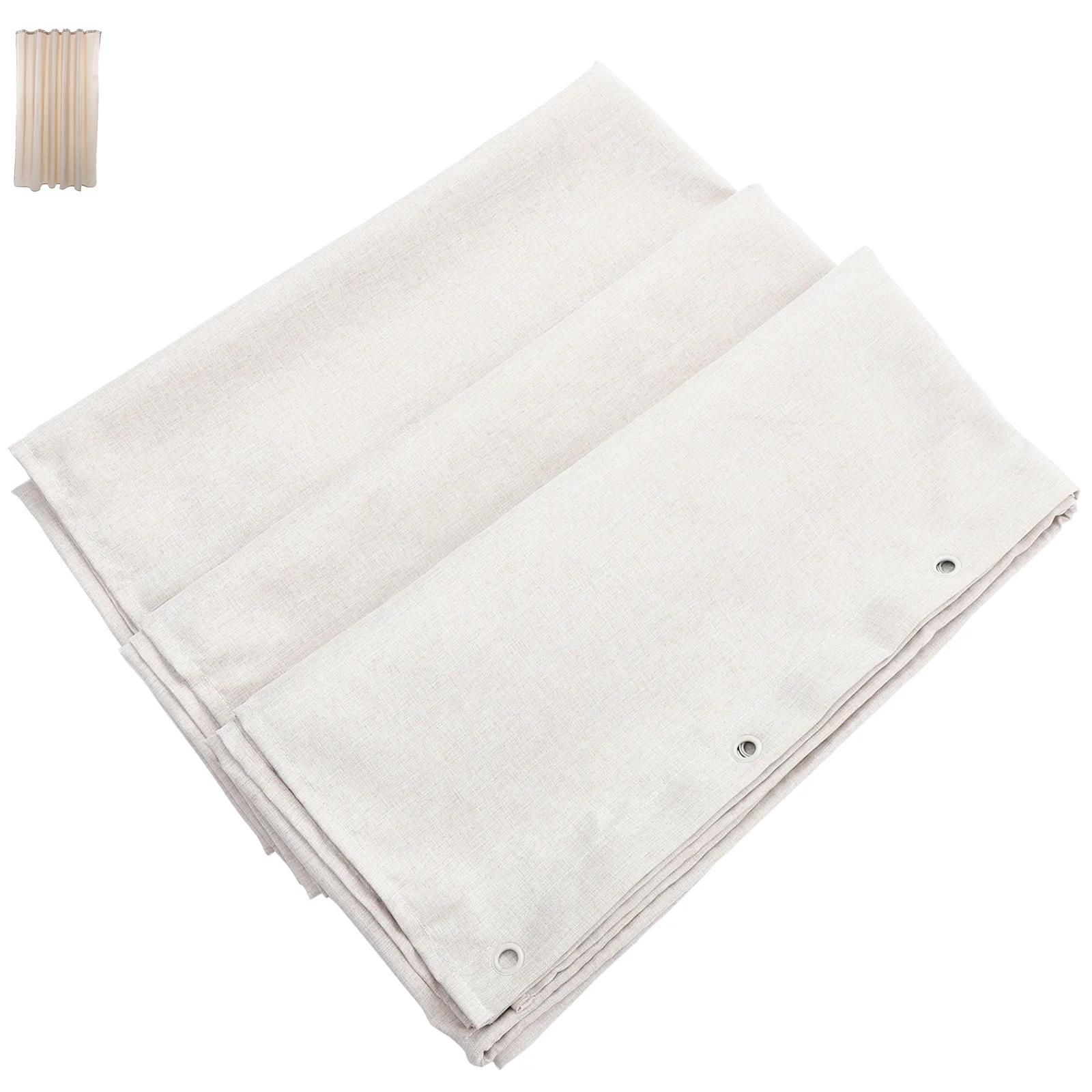 

Solid Color Waterproof Shower Curtain Linen Bath Curtain for Bathroom Hotel Camper Easy Install Machine Washable