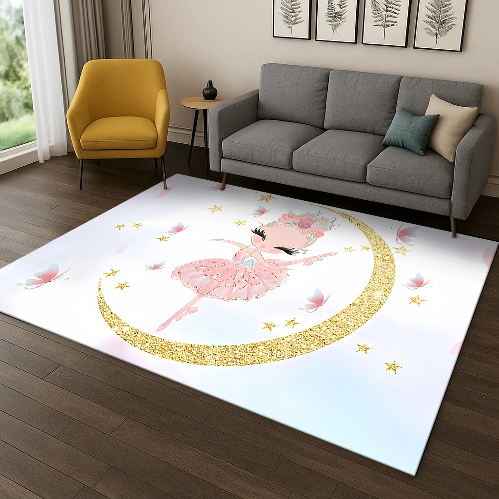 Ballet Girl Ballerina Fairy Cute Carpet Rug for Home Bedroom Living Room Sofa Doormat Decor,Kid Area Rug Game Non-slip Floor Mat