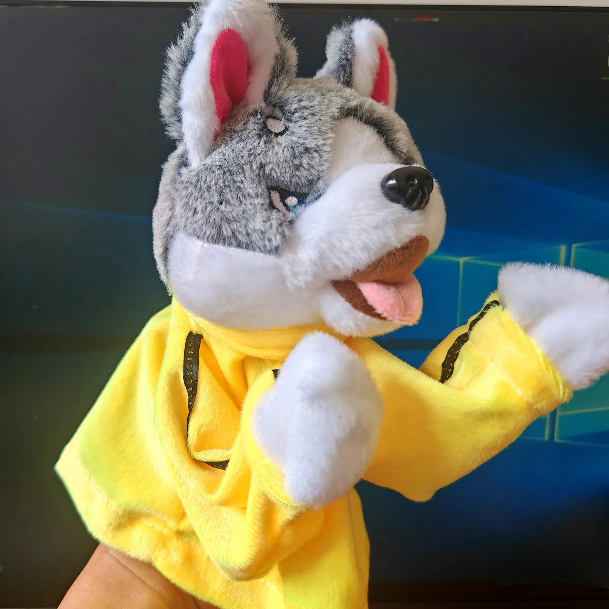 دمية هاسكي الملاكمة الكلب القطيفة ستصبح دمية يد الصوت