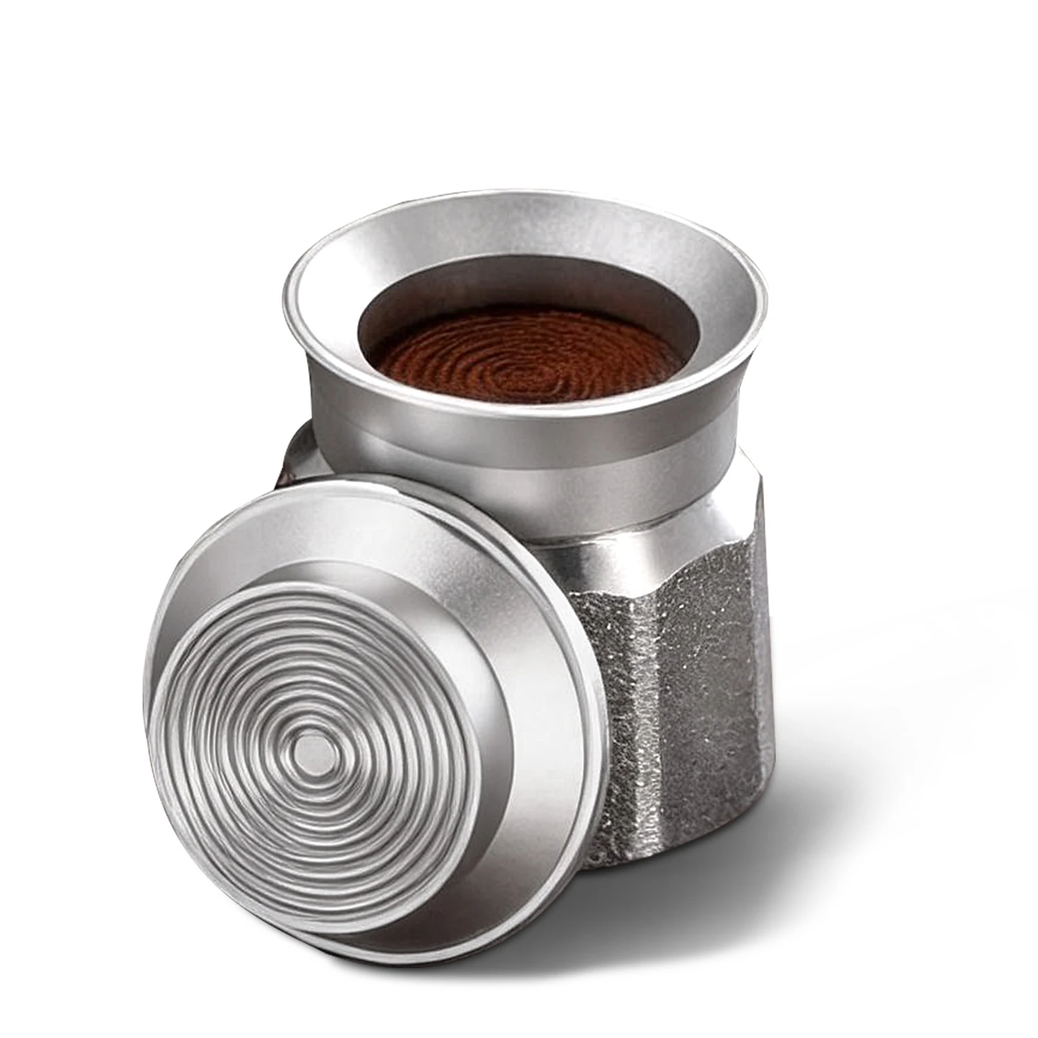 Bincoo Aluminum Coffee Tamper for Moka Pot,Italian Coffee Maker Dosing Funnel For Moka 2 Cups
