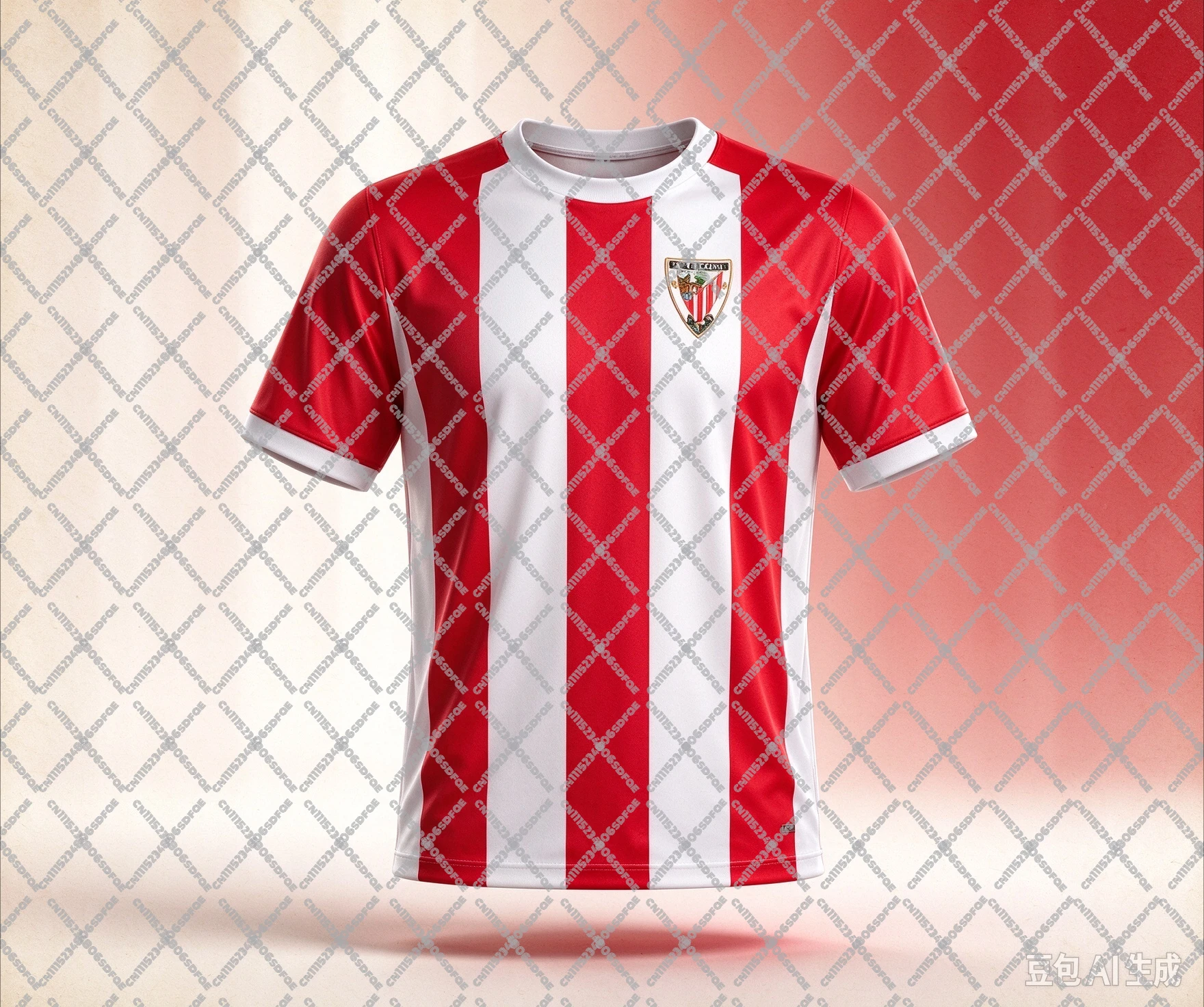 26‑27 Athletic Bilbao Soccer Uniform, Men Summer New Badge Printed Short‑Sleeve Tee, Match Day Wear Breathable Quick‑Drying Top