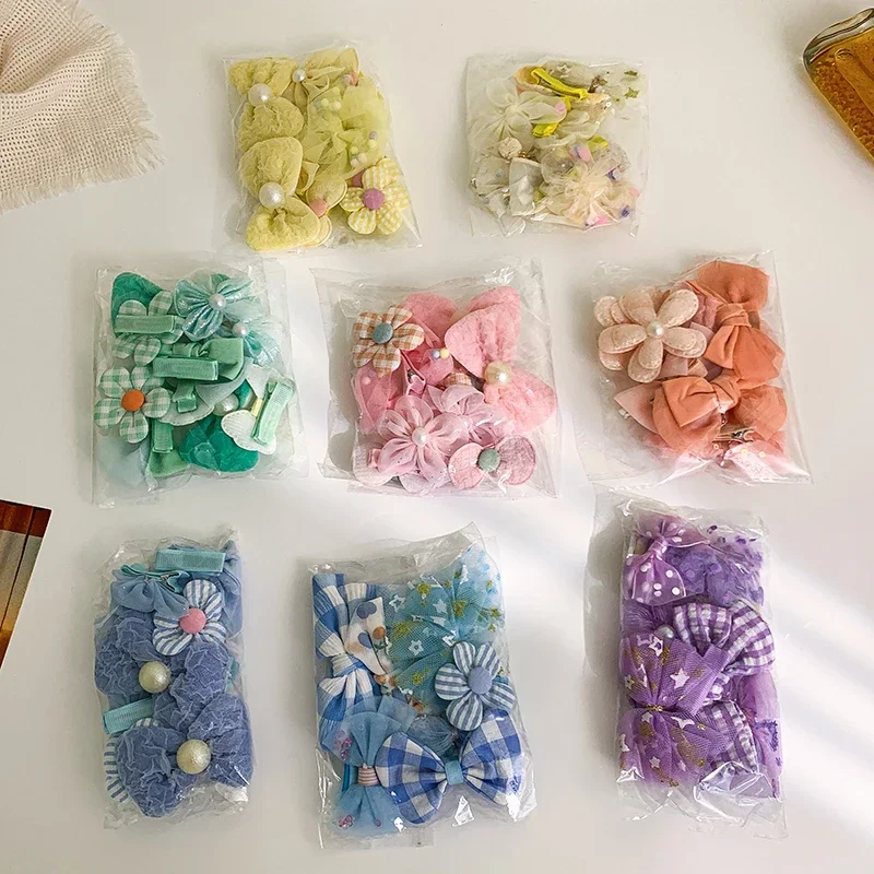 10Pcs New Korean Bow Hairpins Women Fabric Flower Bangs Broken Hair Clip Small Princess Clamp Girls Hair Accessories